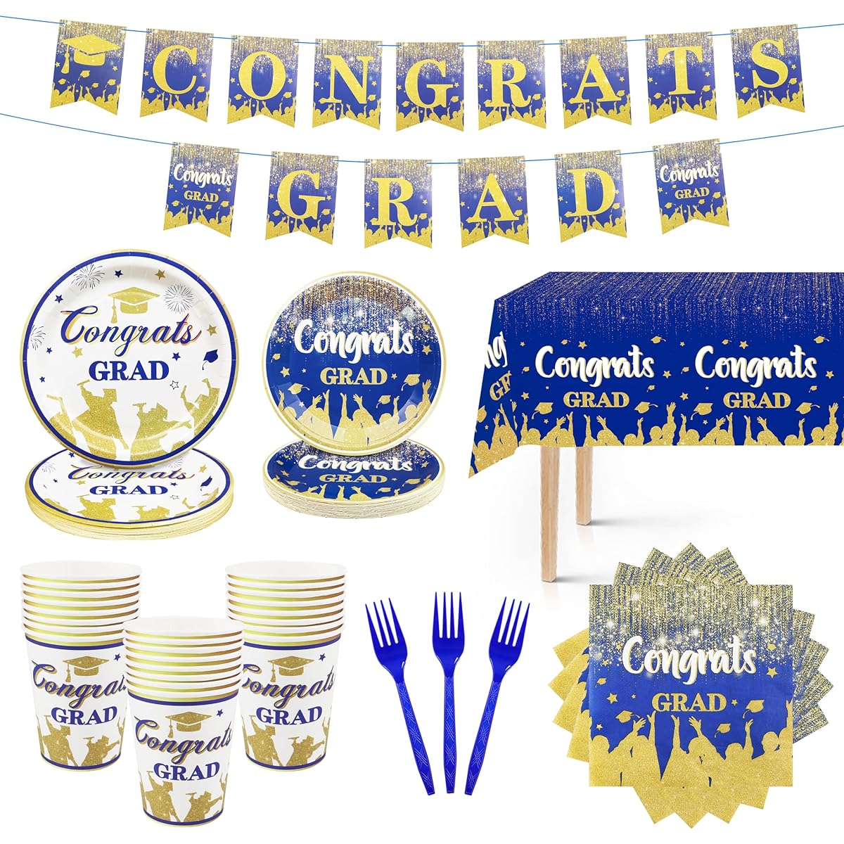 LIKAJON Graduation Party Supplies Blue for 25 People