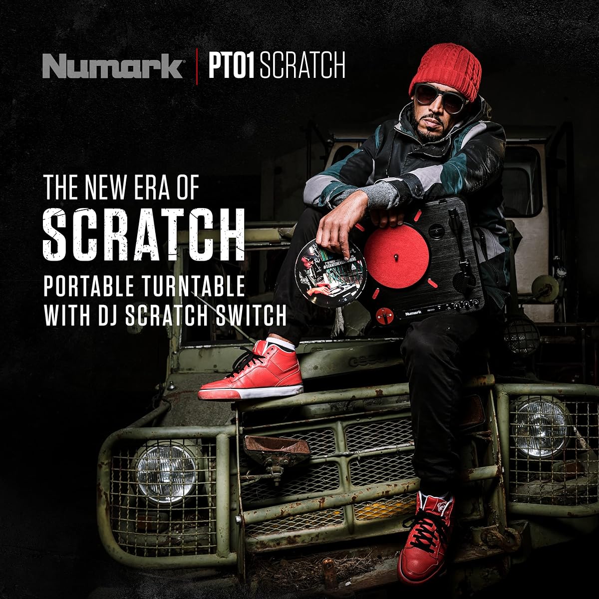 Numark Scratch Turntable with Built-in Speaker and Battery Compatible PT01 Scratch