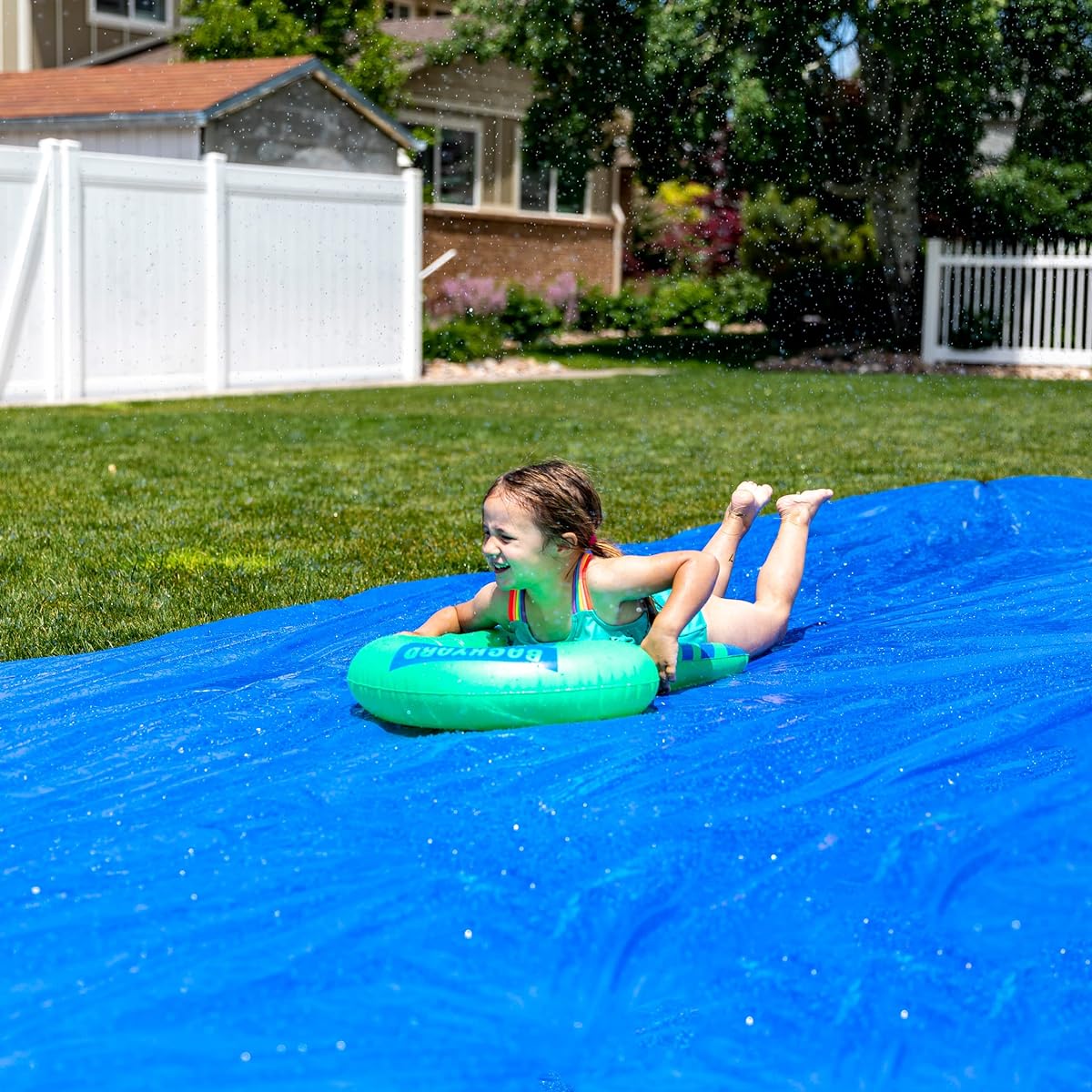 BACKYARD BLAST - 75' x 12' Heavy Duty Water Slide - Includes 2 Riders, Sprinkler and Carry Bag - Extra Thick to Prevent Rips and Tears - Easy to Assemble