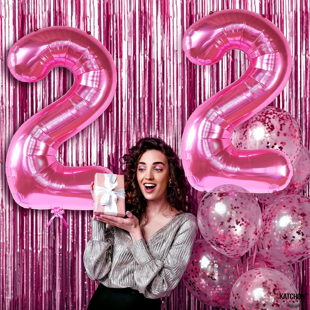 Giant Hot Pink Number 22 Balloons - 40 Inches | Hot Pink 22nd Birthday Balloons | 22nd Birthday Decorations | Pink Number 22 Balloons | Pink 22nd Birthday Party Supplies