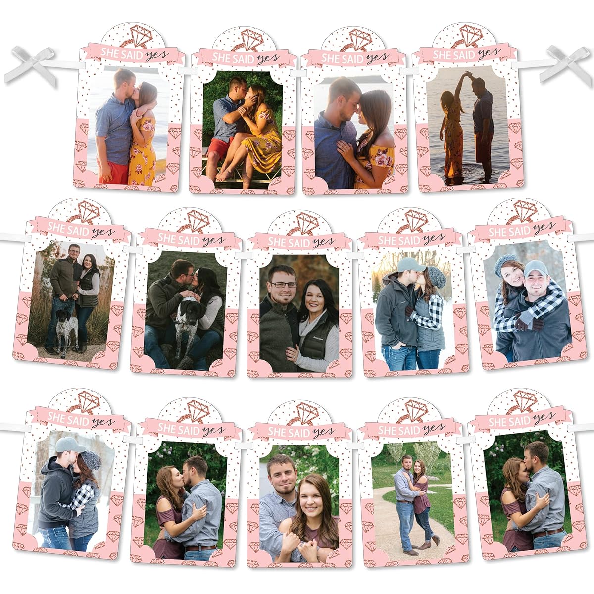 Big Dot of Happiness Bride Squad - DIY Rose Gold Bridal Shower Bachelorette Party Decorations - Photo Display - Photo Banner