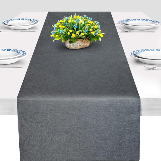 ArtanHome Dark Grey Table Runner - Double Sided Farmhouse Table Runner for Dining Room Table Decor, Dresser Cover, Bedroom, 14 x 72 Inch, Wrinkle Free, Washable, Cotton Polyester Cloth