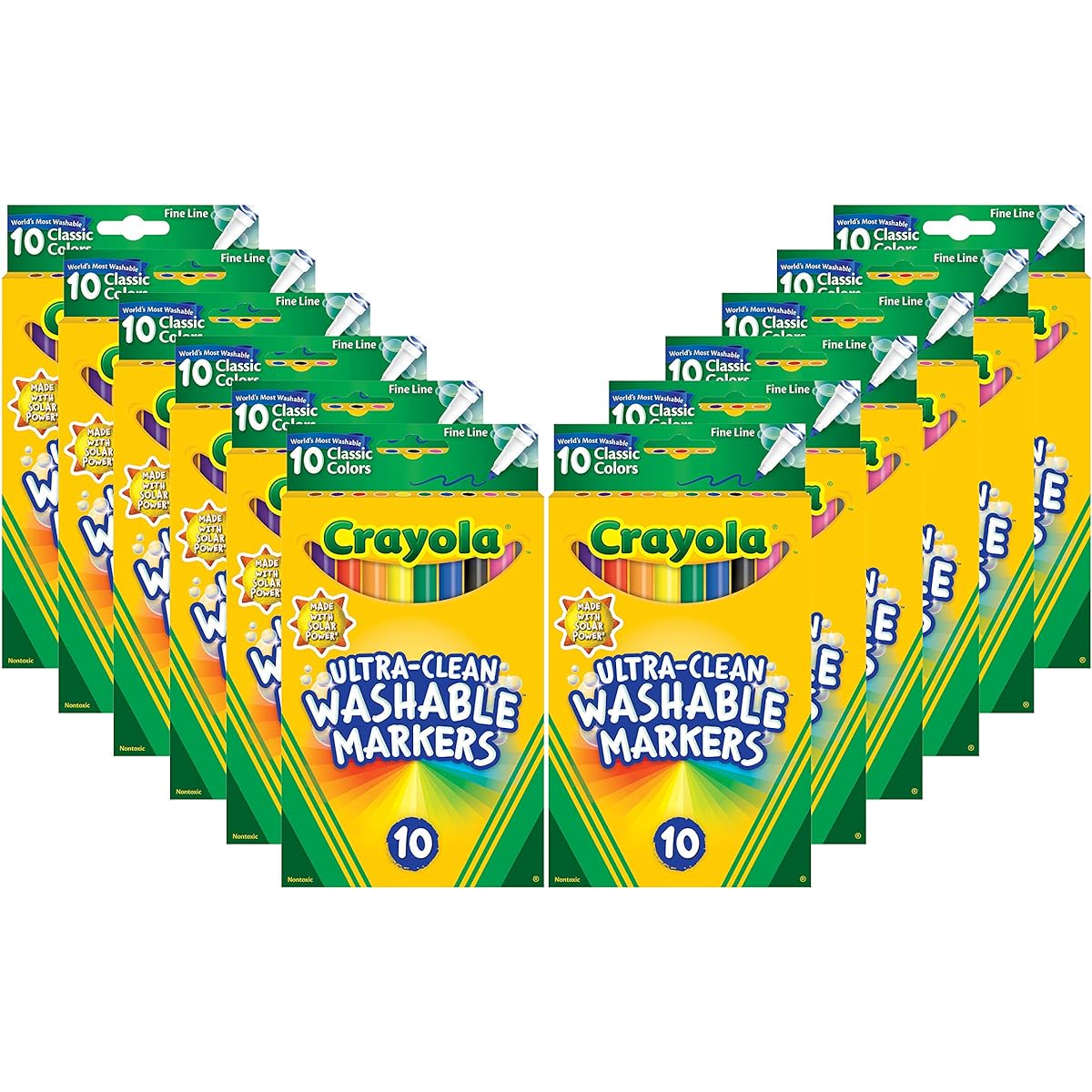 Crayola Washable Fine Line Markers, 12 Sets of Markers, Assorted
