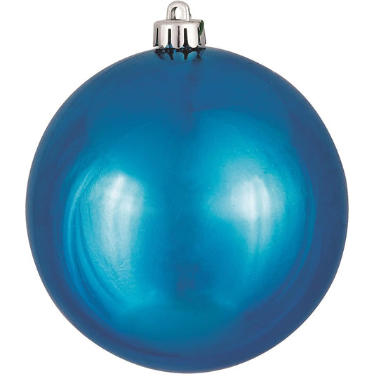 Vickerman Assorted Plastic Ornament Set & Seamless Shatterproof Christmas Ball Ornaments with Drill Caps, 300mm, Blue, N593012DSV