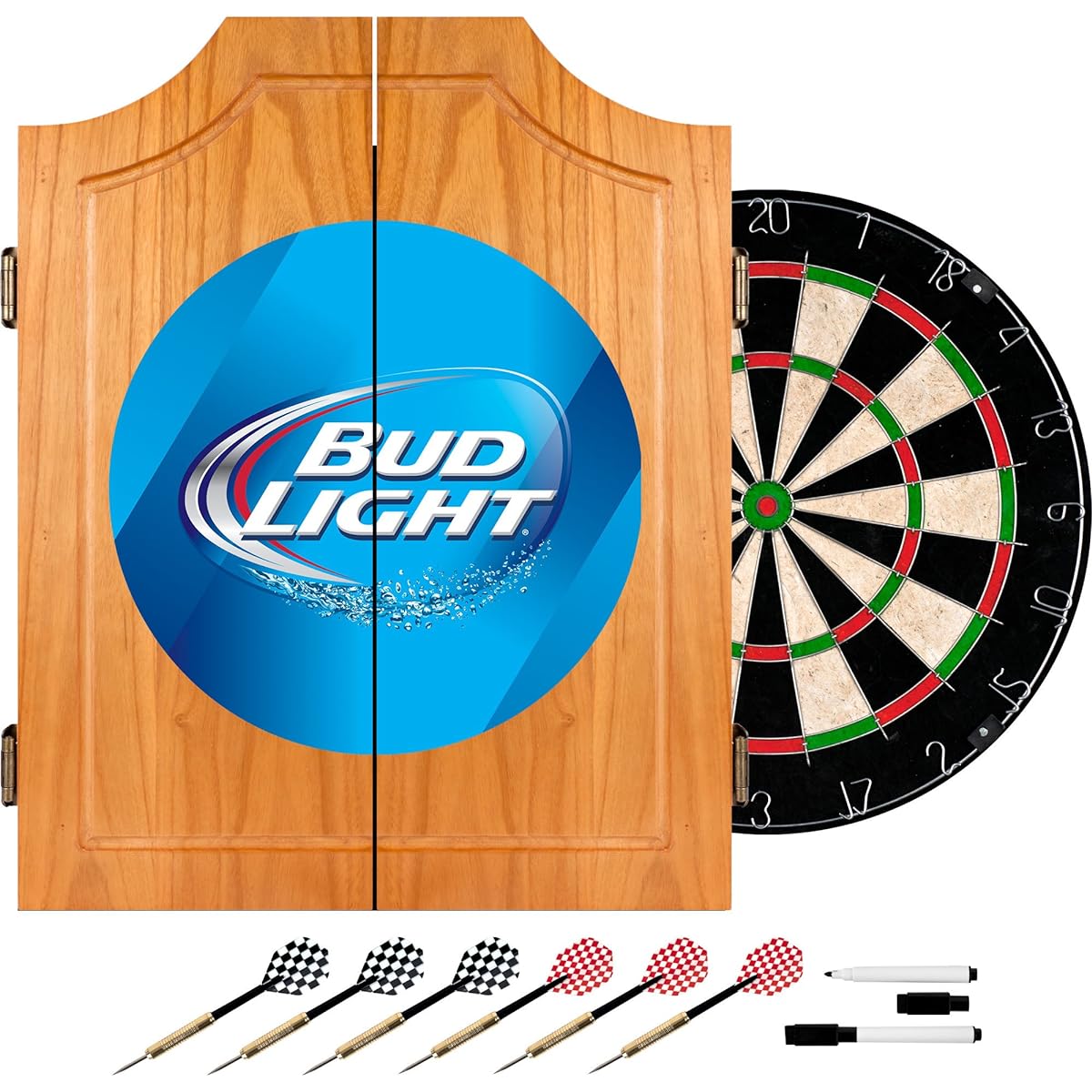 Bud Light Wooden Darts Cabinet Set