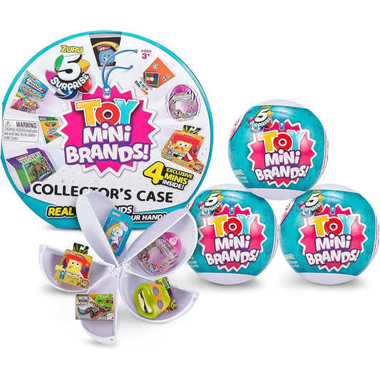 5 Surprise Toys Mini Brand Series 1 Collector Kit - Zuru Mystery Capsule Real Miniature Toys (3 Capsules + 1 Collector's Case) Multicolor