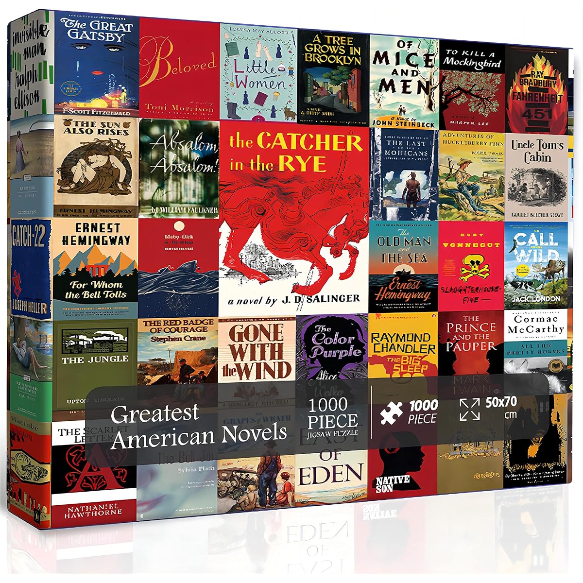 PICKFORU Book Puzzle for Adults - Over 1000 Pieces - Vintage Book Cover Puzzle - 47 Great American Novels - Literary Jigsaw Puzzle Book - Book Themed Gift