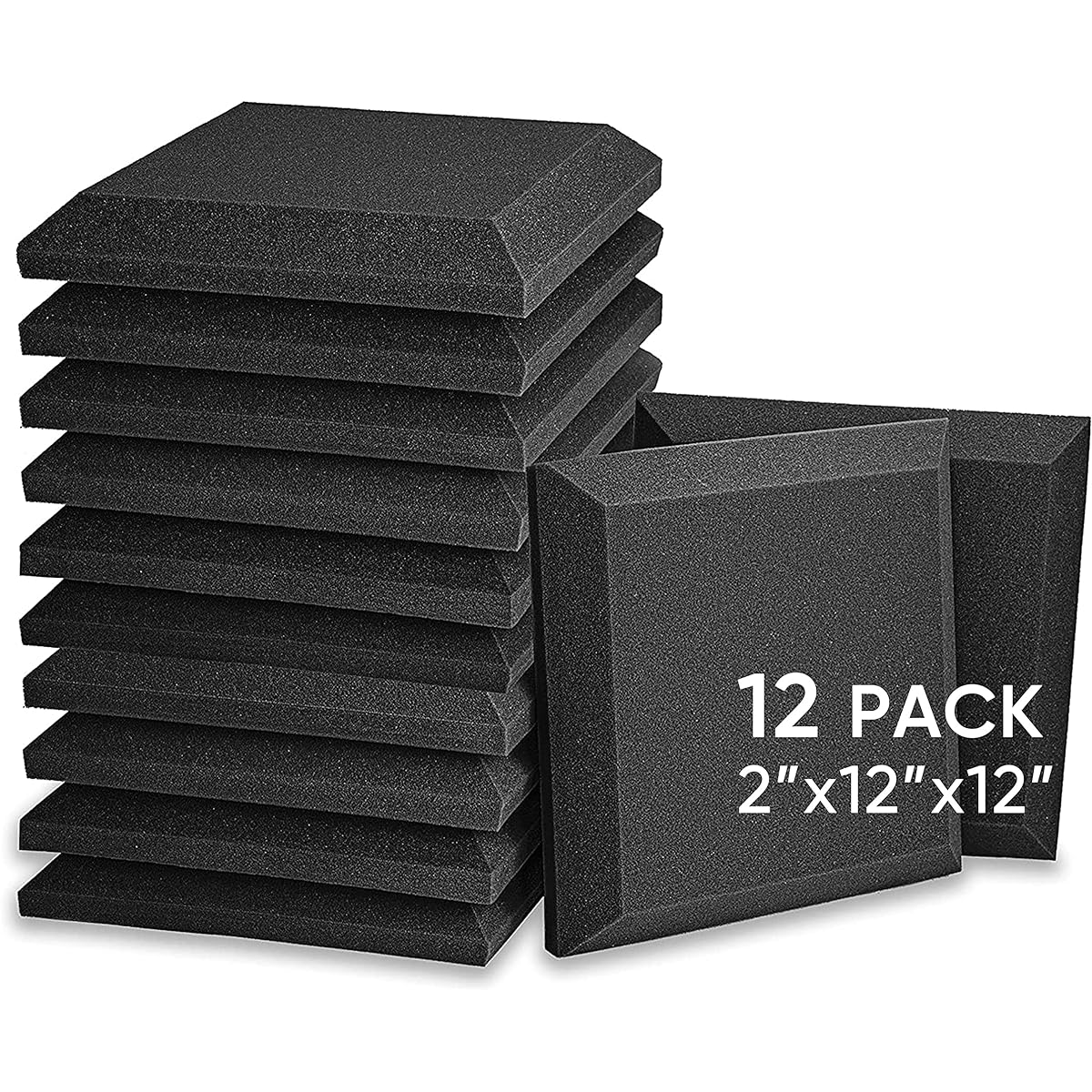 Fstop Labs 12 Pack Set Acoustic Foam Panels, 2" x 12" x 12" Acoustic Foam Sound Absorption, Soundproofing, Soundproofing, Absorbing Acoustic Treatment Used in Home & Office