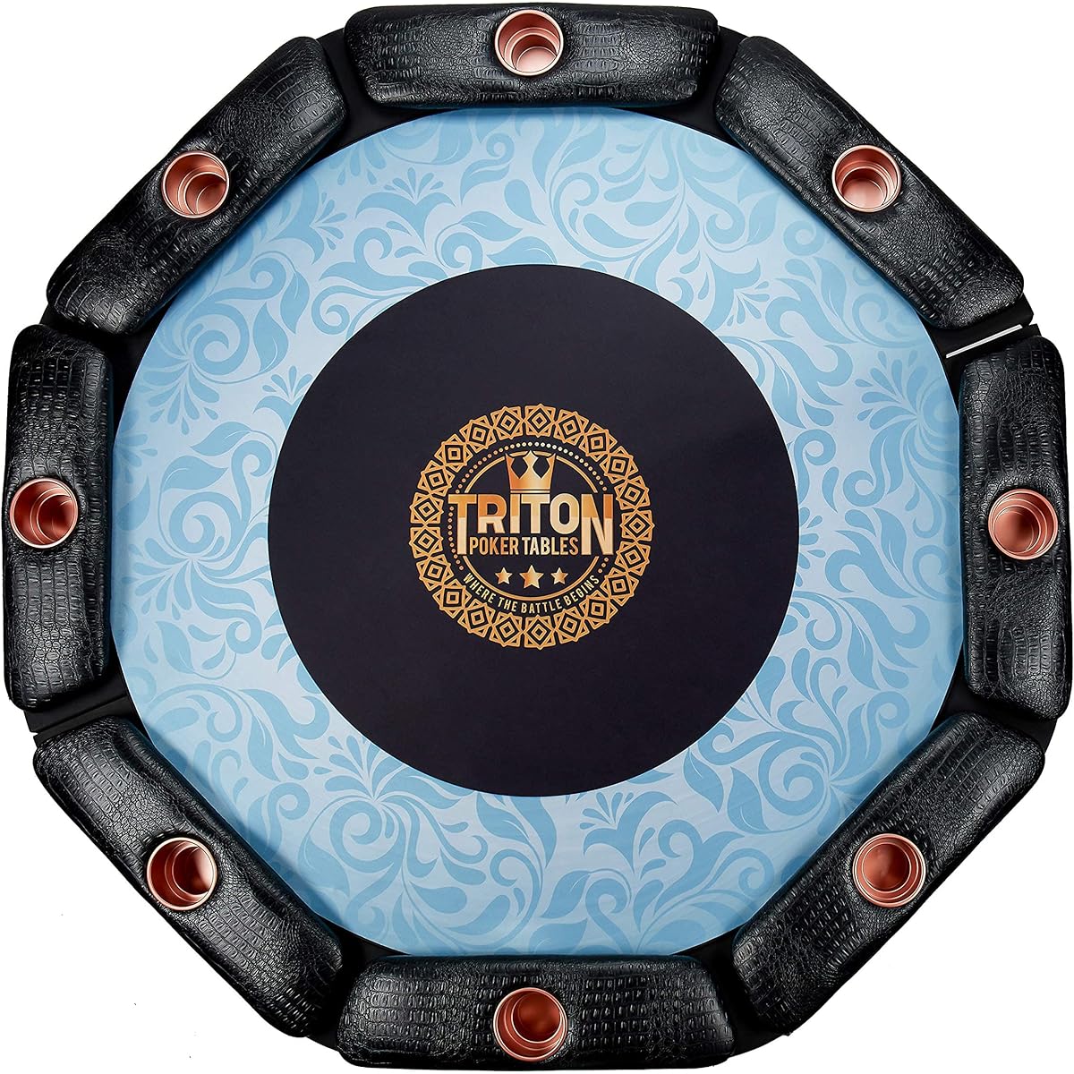 Triton Portable Round Poker Mat Round Fits Triton Poker 8 Player Poker Table Octagon Multi-Spandex Fabric Cover Top Rubber Grip Bottom No-Slide Case for Table 46" Round (Blue)