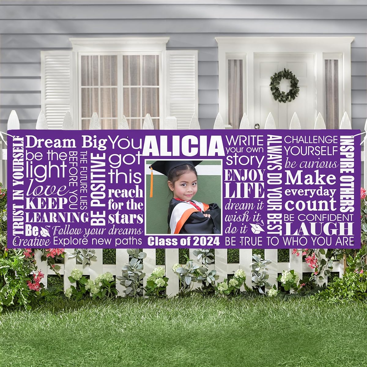 Let's Make Memories Personalized Graduation Photo Banner - Red - 2021 Class Banner - 6ft Dream Big Banner - Customize with Name, Year, and Photo
