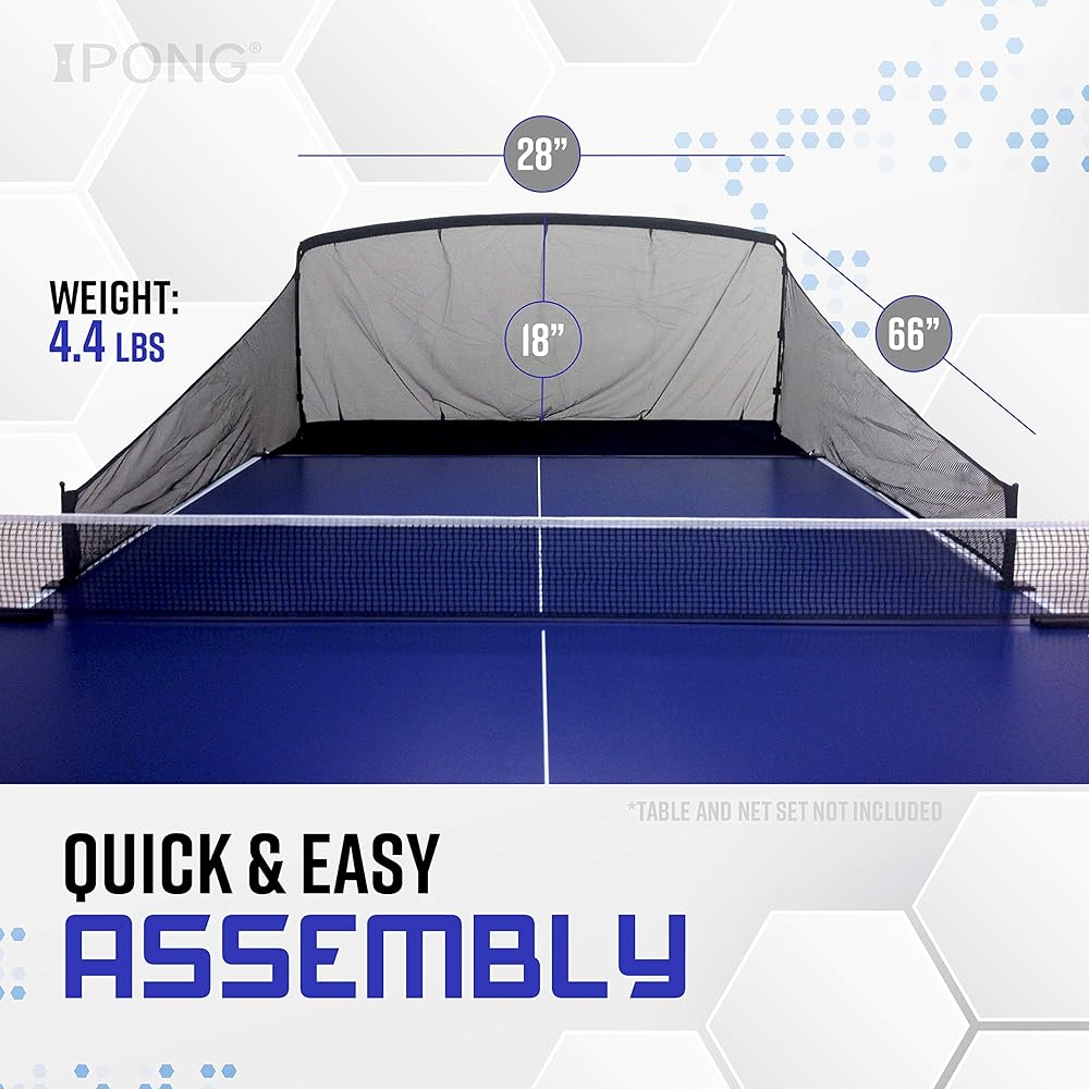 iPong Carbon Fiber Table Tennis Ball Catch Net – Attach a practice net to your table tennis robot serve or to your ping pong table for ball collection during multiball training