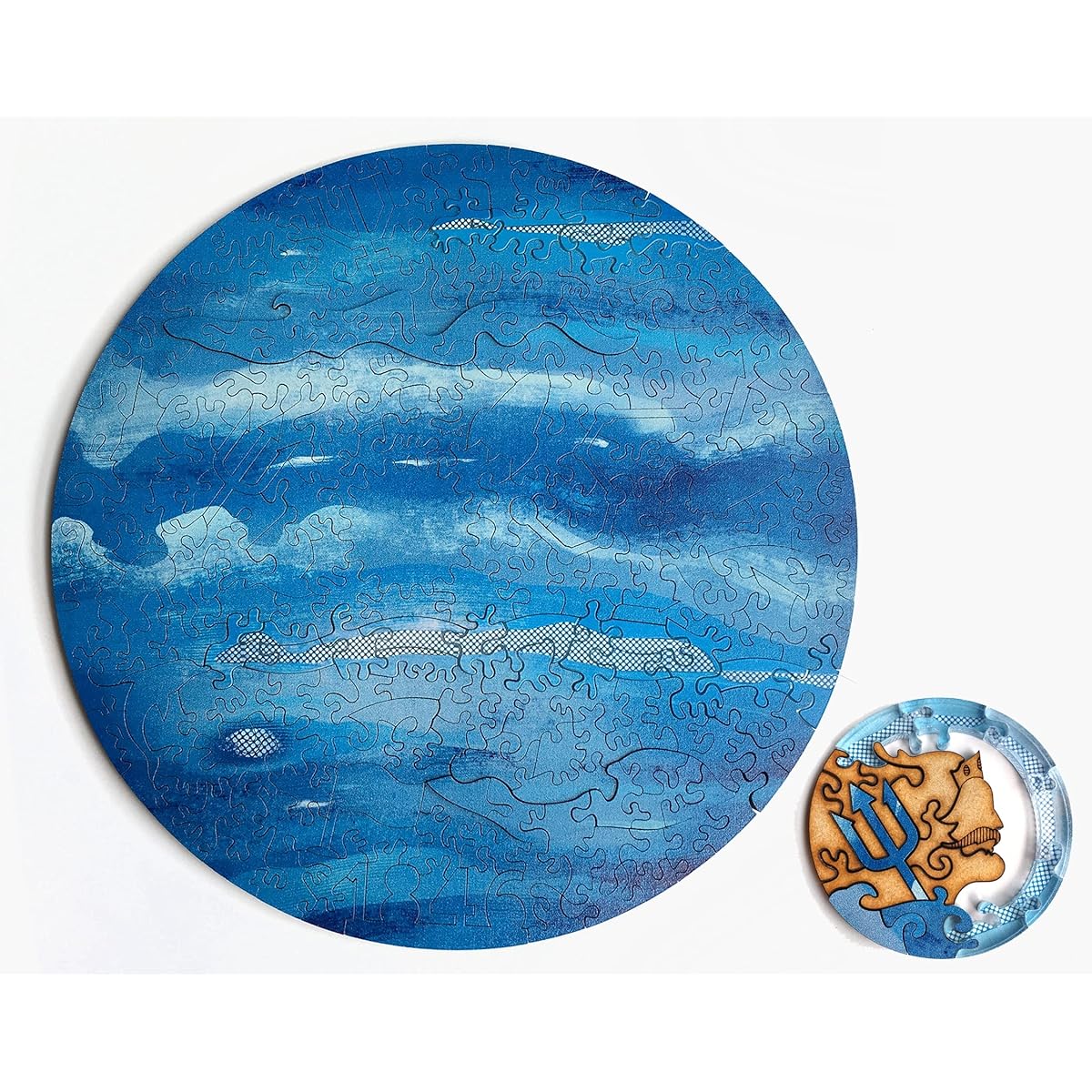 HELLOFISH Wooden Jigsaw Puzzle for Adults, Unique Laser Cut Wooden Puzzle, Neptune Galaxy Puzzle, Great Gift and Family Game, 7.5" x 0.2", 210 Pieces
