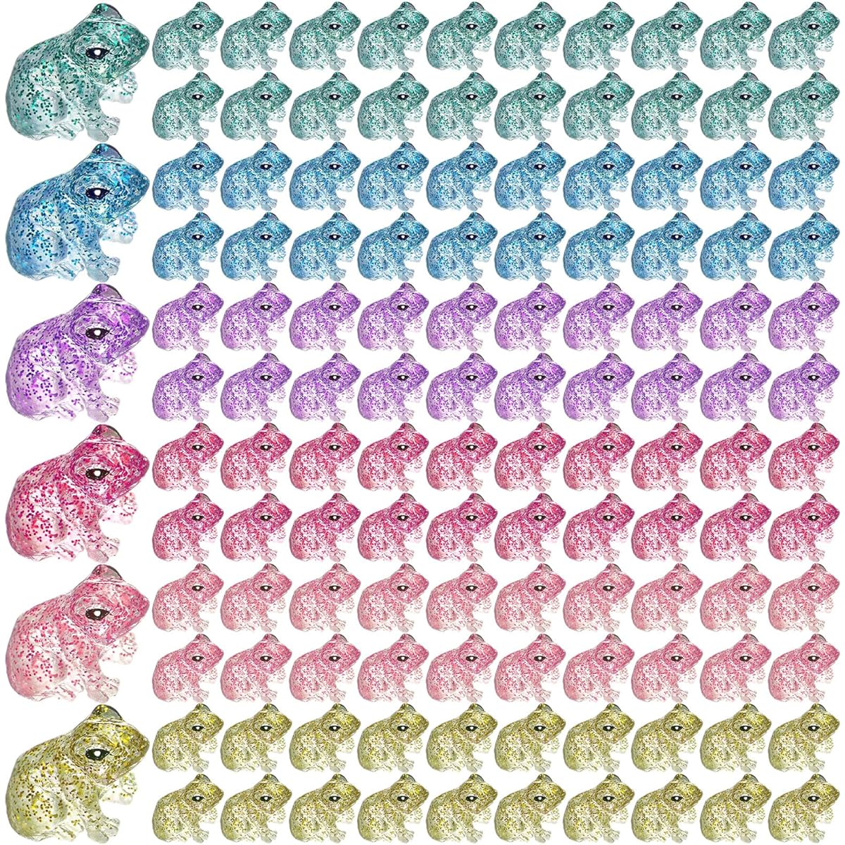 Vercraft 120pcs Glitter Resin Mini Frog Figures Frog Miniature Figures Cute Frog Decorations Tiny Frog Animals Small Frog Ornaments Figurines Party Decorations Summer DIY Fairy Moss Landscape Crafts