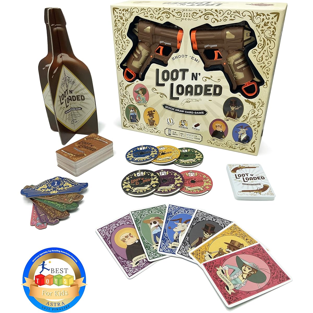 Loot N' Loaded - Quick Draw & Collect Items Card Game with Toy Guns, Great for Family, Adults, Party Games, Serves 2-6