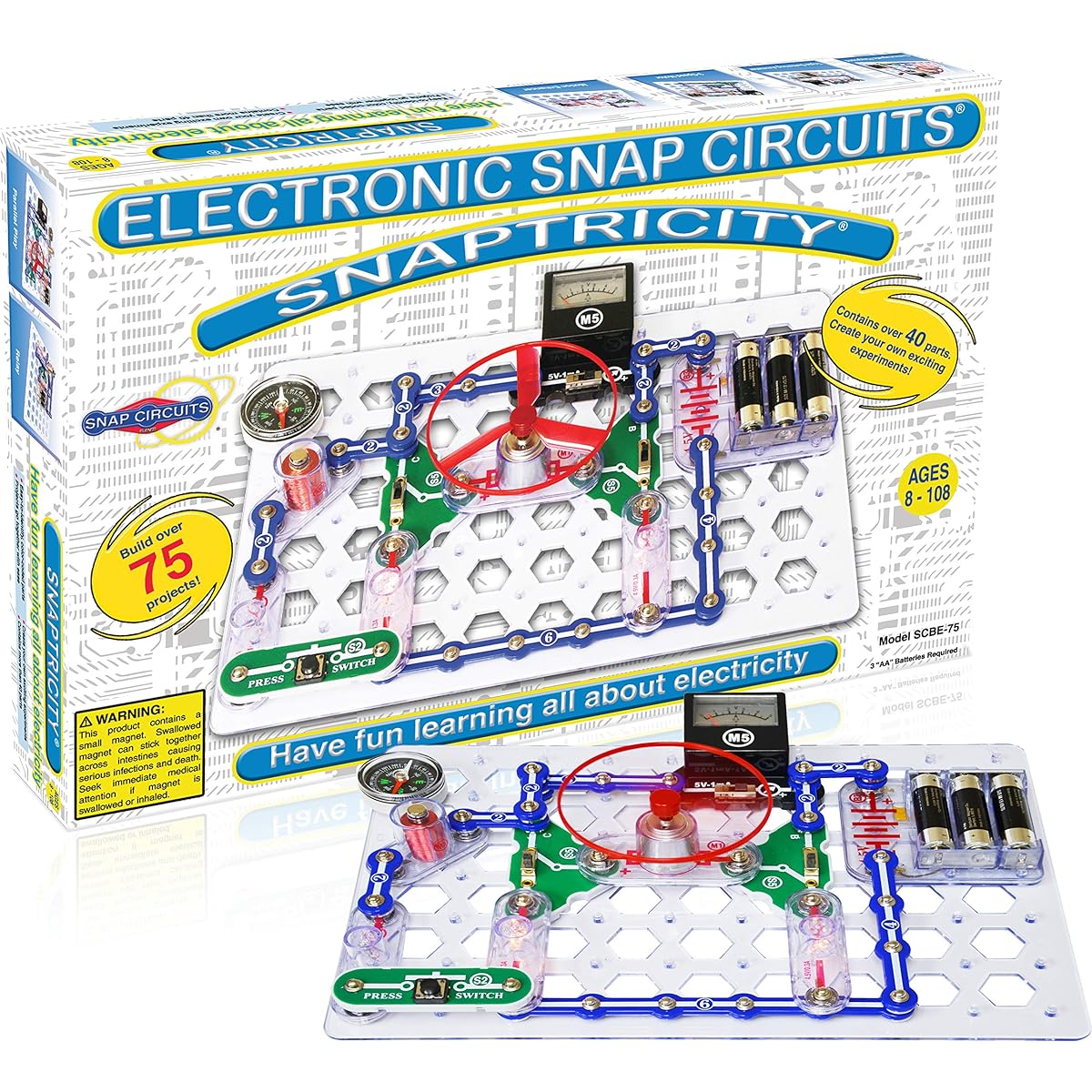 [Elenco] Elenco Snap Circuits Snaptricity Electronics Discovery Kit SCBE-75 [Parallel Import]