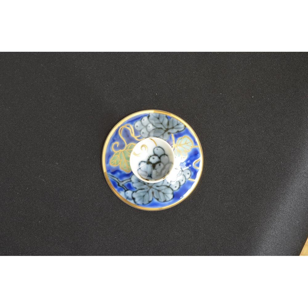 Arita Ware Romantic Glass High Leg Wine Glass Small Dyed Nishiki Grape (Blue) BB-2