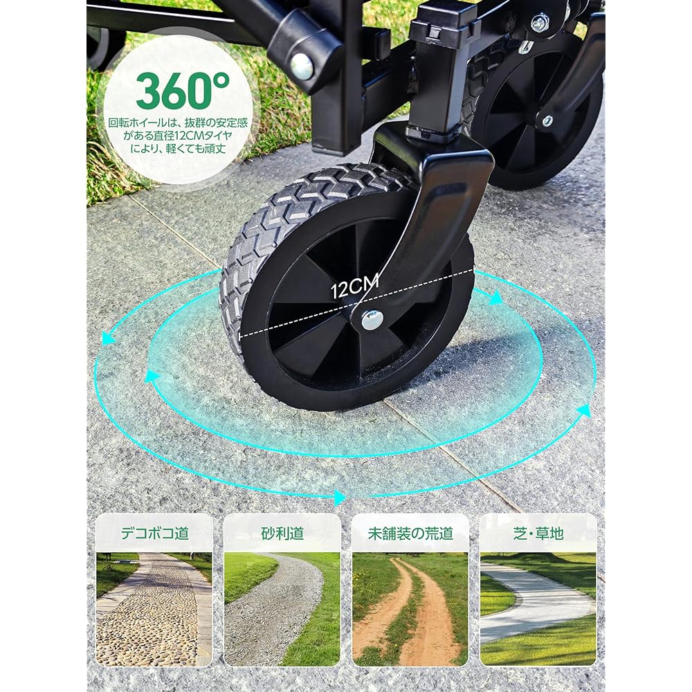 TOURUA Carry Wagon, Foldable Carry Cart, Load Capacity 100kg, Outdoor Wagon, No Assembly Required, Freestanding Storage, Equipped with Outdoor Specific Tires, Ideal for BBQ, Camping, Sandy Beach, Fishing, Moving, Shopping, Taking Out the Garbage, etc. (1