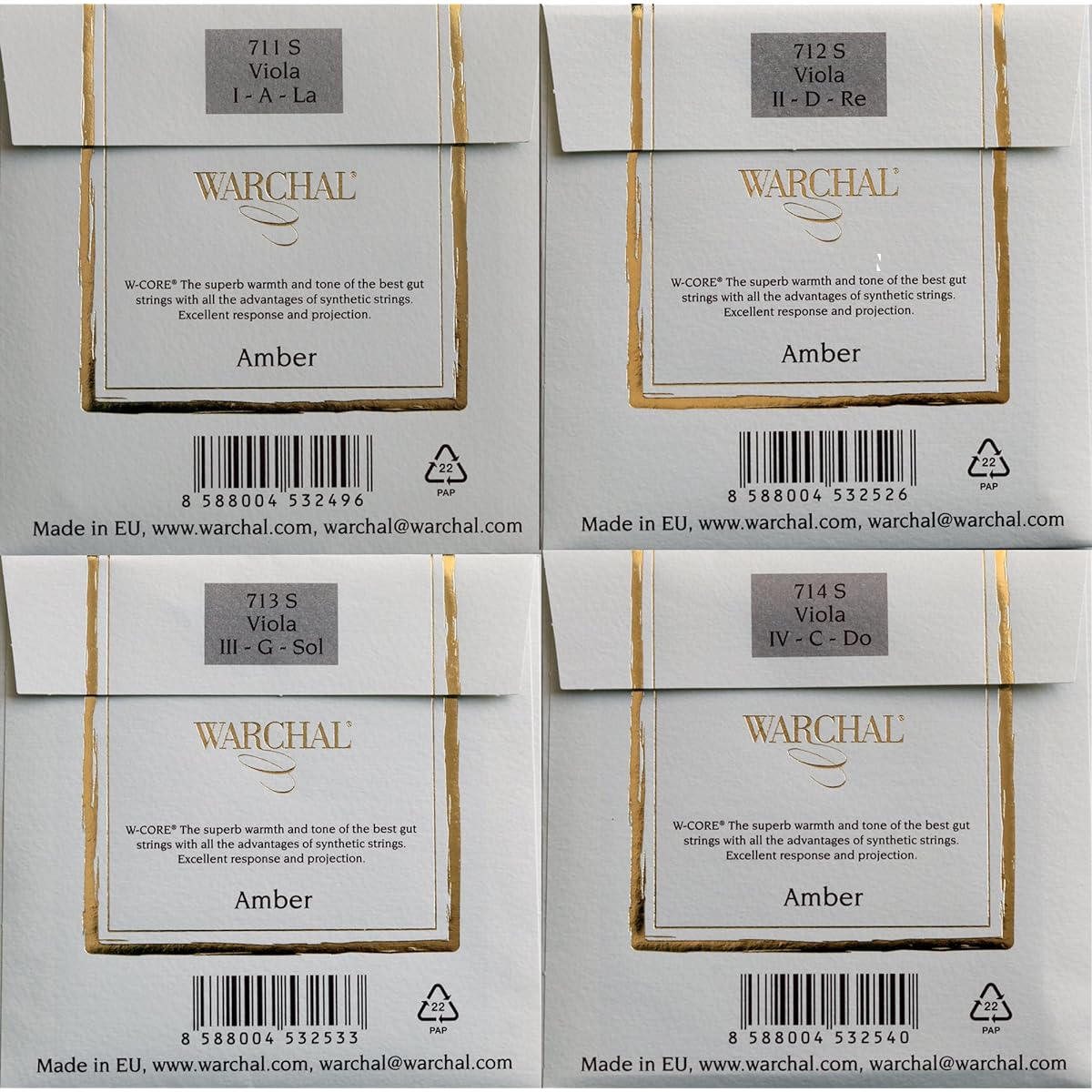 Warchal Amber Viola String Set 711S A Synthetic Core/Hydronarium [Official Japanese Product]