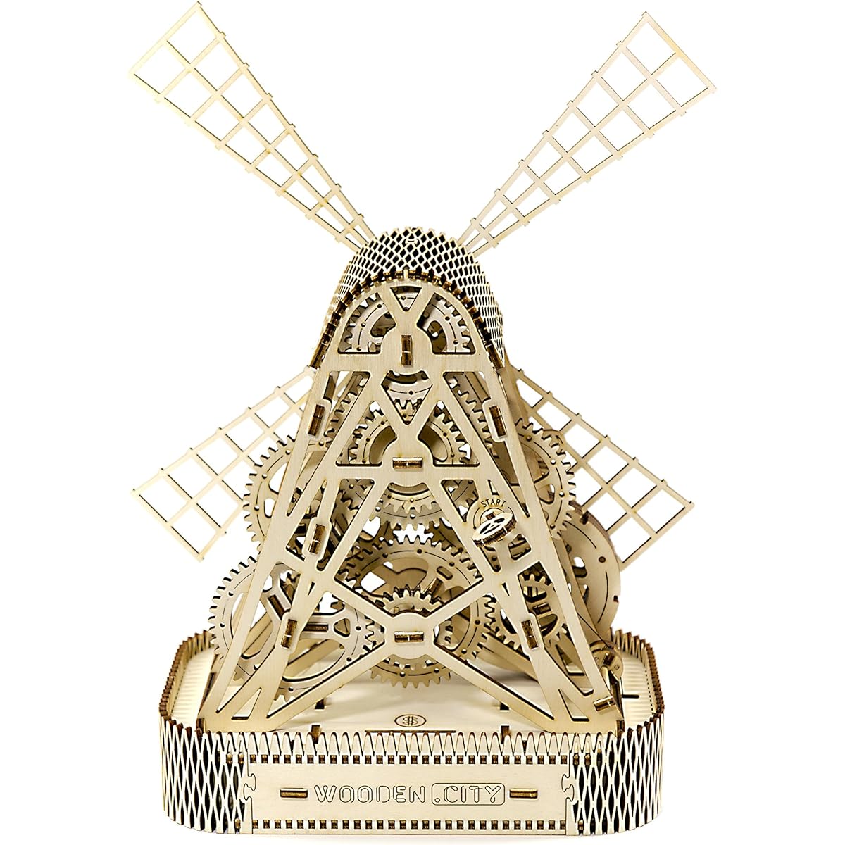 WOODEN.CITY Wooden Farm Mill Beautiful Mill Sculpture or Toy Windmill 3D Model