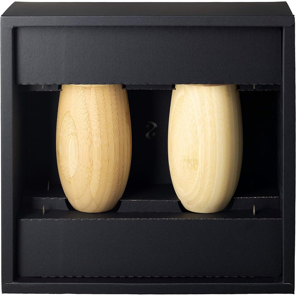 RIVERET Cocoon Tumbler 330ml Pair Set Bamboo Dishwasher Safe White/Brown RV-120WB