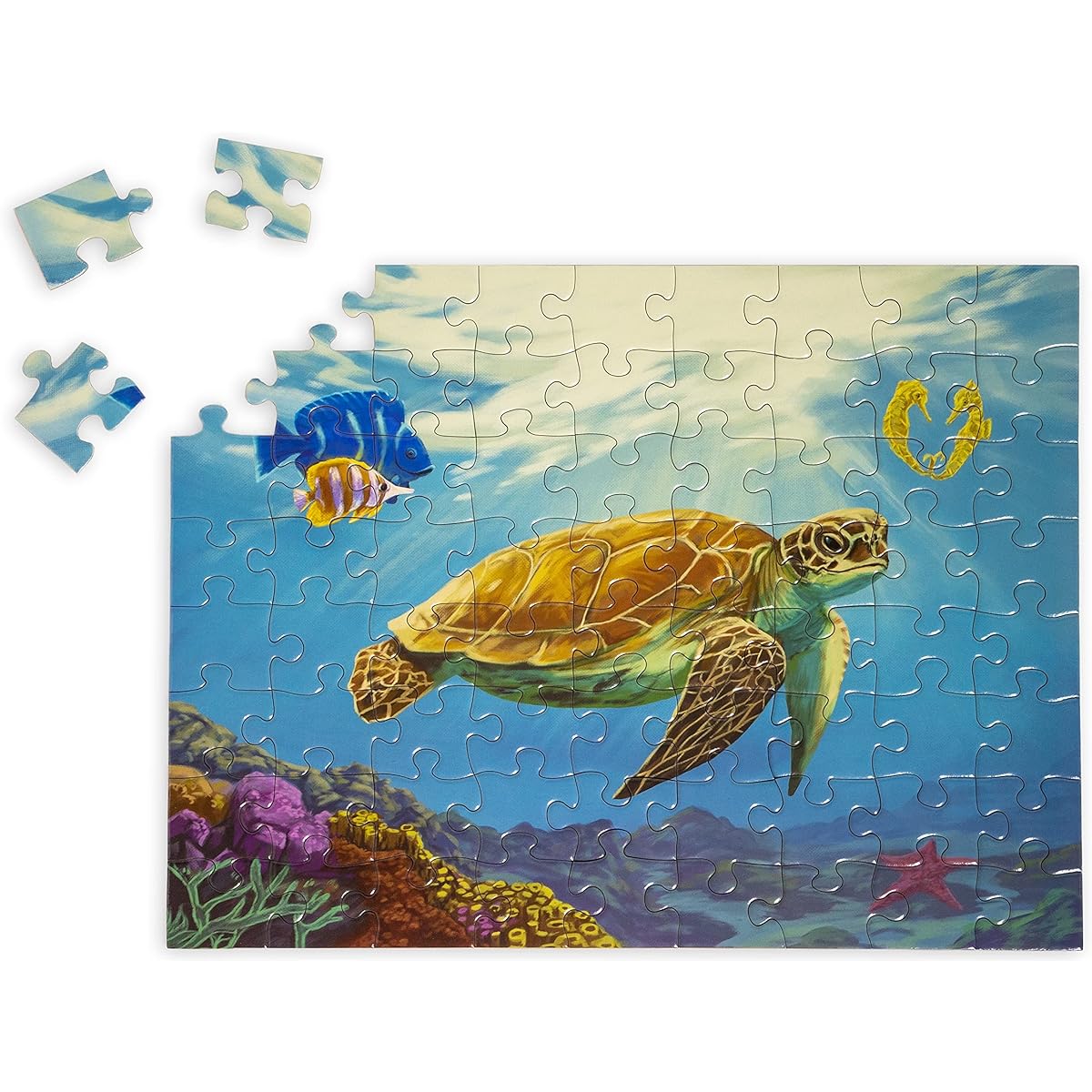 GoodDay Puzzles 72 Large Piece Jigsaw Puzzle Aquamarine | Dementia/Alzheimer's Activities for Seniors | Easy Puzzles for Adults | Gifts for Seniors