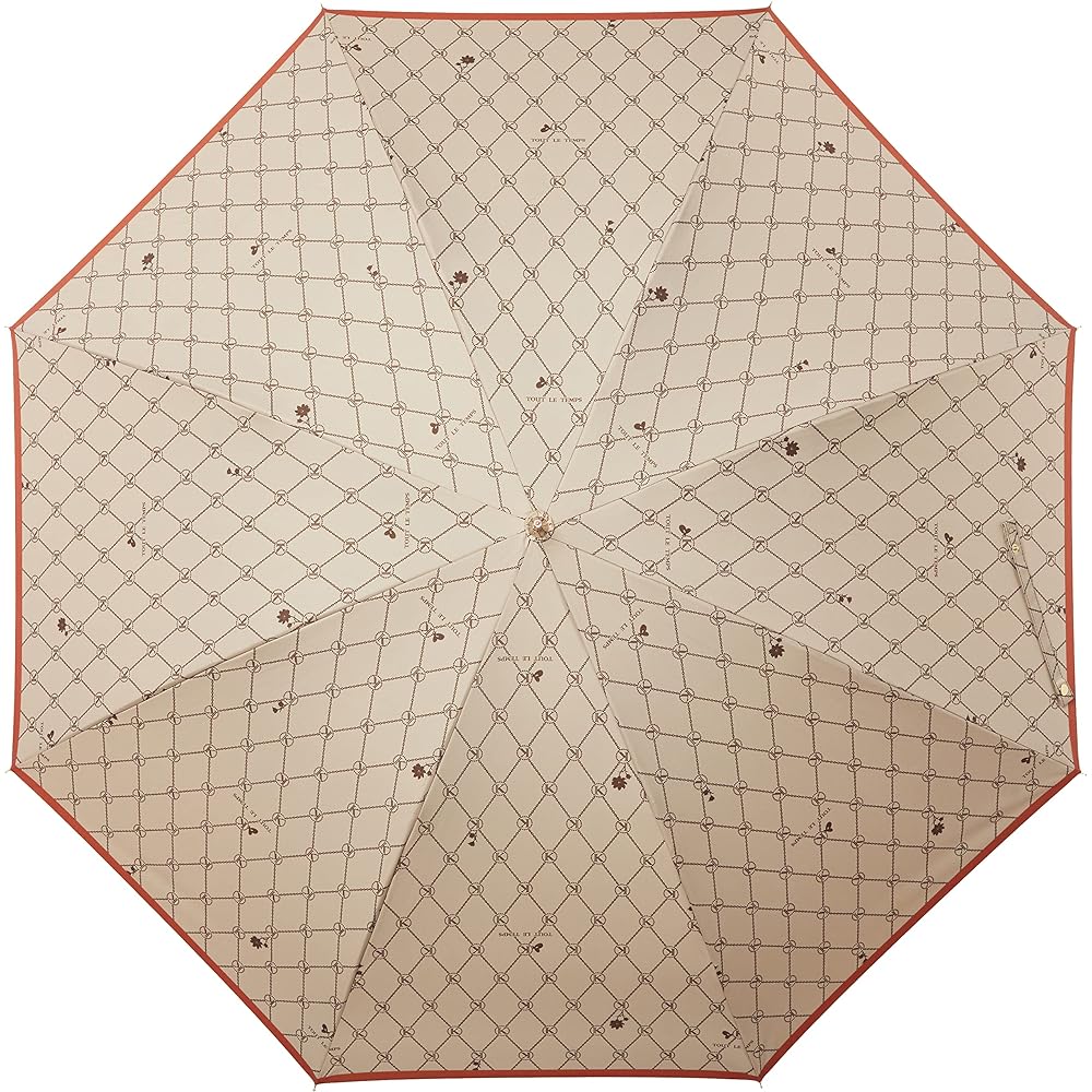 [Kokochi] MOONBAT Monogram Women's Umbrella, Rain Umbrella, Long Umbrella, Sunny and Rainy Umbrella, Women's Gift 10666 [UV Shielding, Light Shielding, Heat Shielding Effect, Super Water Repellent, Lightweight] 21-353-10666-00 Deep Orange (Brick) Main Ri
