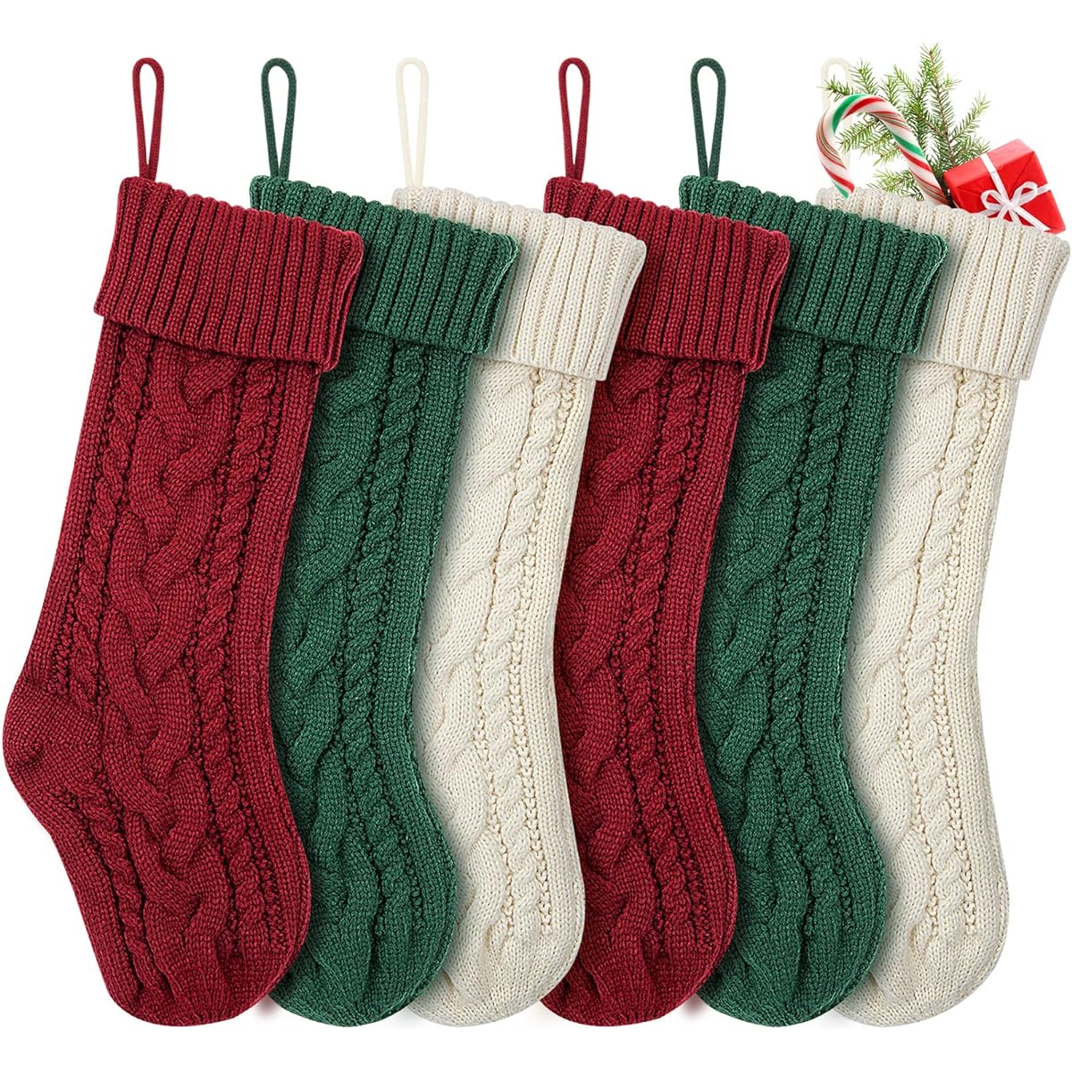 KaKaPops Christmas Stockings 6 Pack 18 Inch Large Knit Christmas Stockings Fireplace Hanging Christmas Stockings for Family Christmas Decorations & Gifts