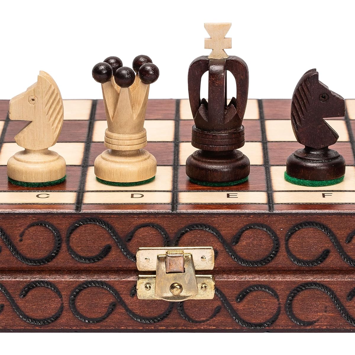Husaria European International Chess Wooden Game Set - Kings - 14" - Folding Board with Felt Bottom Chessmen