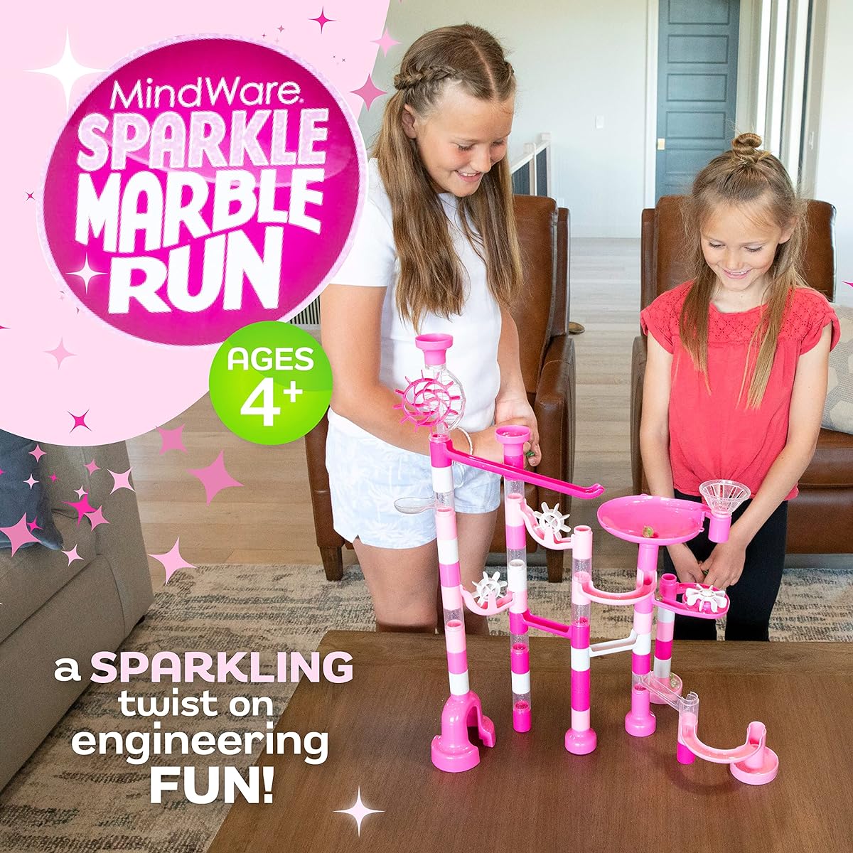 MindWare Sparkle Marble Run - Sparkling Twisted Engineering Fun - Great Gift for Kids