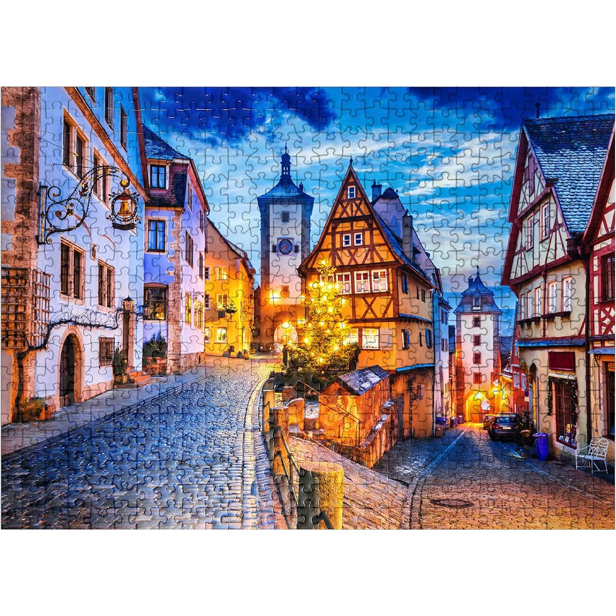 Rothenburg Ob Der Tauber by Night, Romantic Road in Bavaria, Germany - Premium 500 Piece Jigsaw Puzzle for Adults