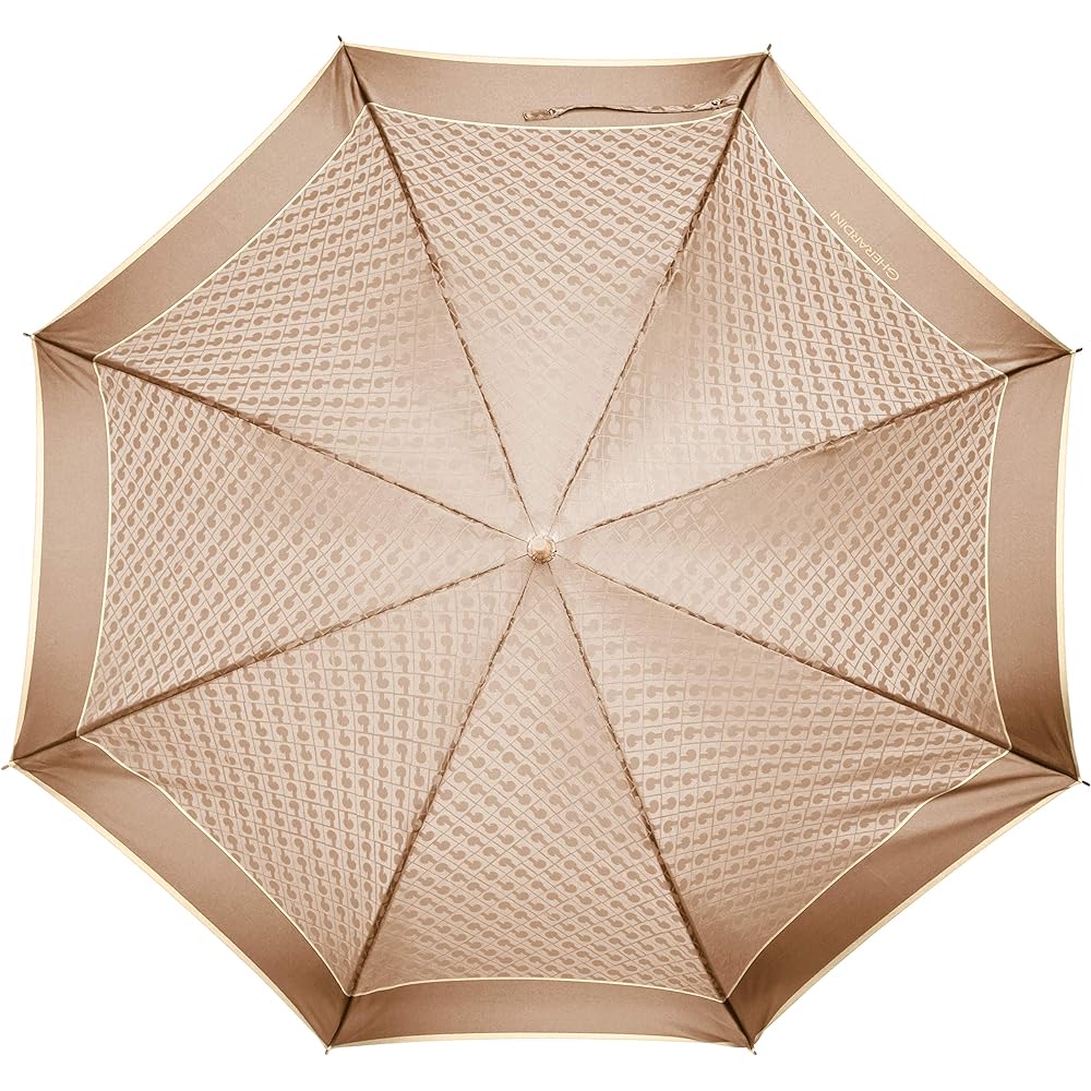[Gherardini] AURORA 1GD 11001-01G Logo Jacquard Yarn-dyed Hand-Opening Long Umbrella (Made in Japan) Women's Beige Japanese Rib 60cm (FREE Size)