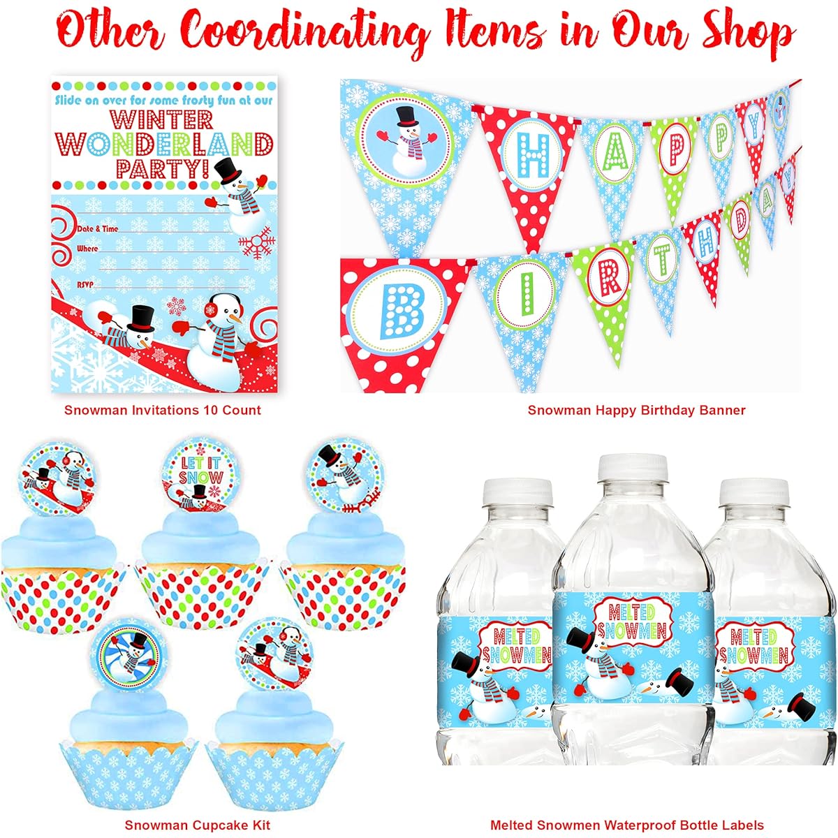 Snowman Happy Birthday Banner Pennant