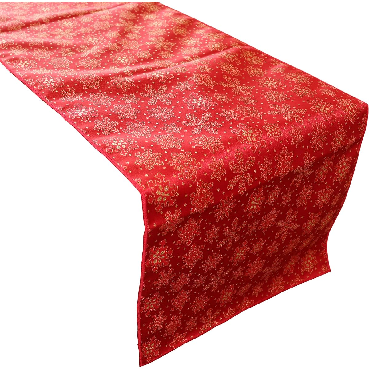 LoveMyFabric Christmas Holiday Brocade Collection in Glittery Snowflake Print Table Runner 12"X108 Red
