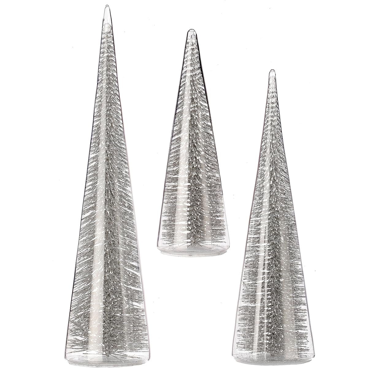Regency International 7/11/13 inch Glass Tree Bristles, Set of 3, Silver