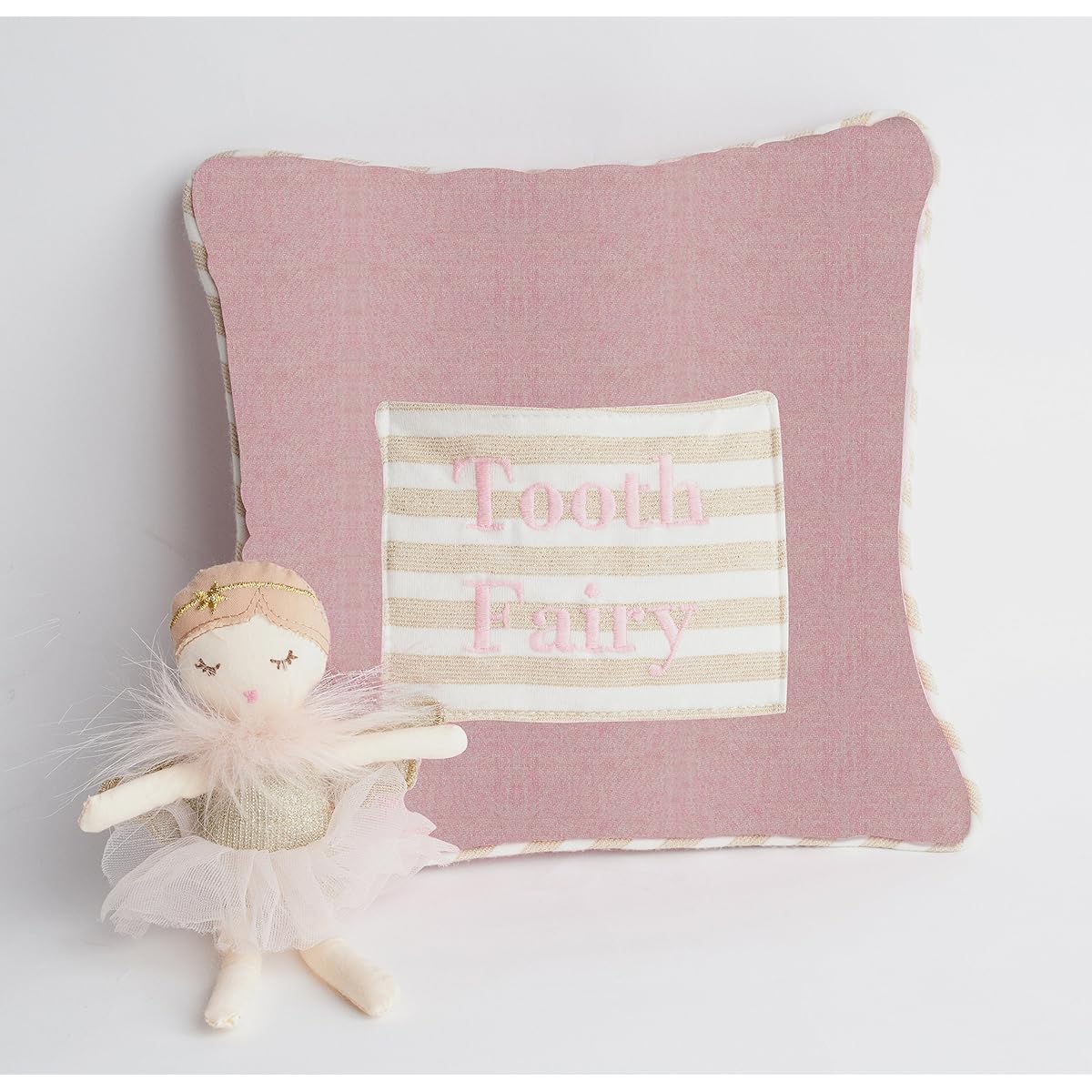 Mon Ami Tooth Fairy Pillow & Doll Set - 9 Inch Plush Tooth Fairy Doll and Pillow with Pocket, Tooth Fairy Keepsake Gifts for Girls and Boys