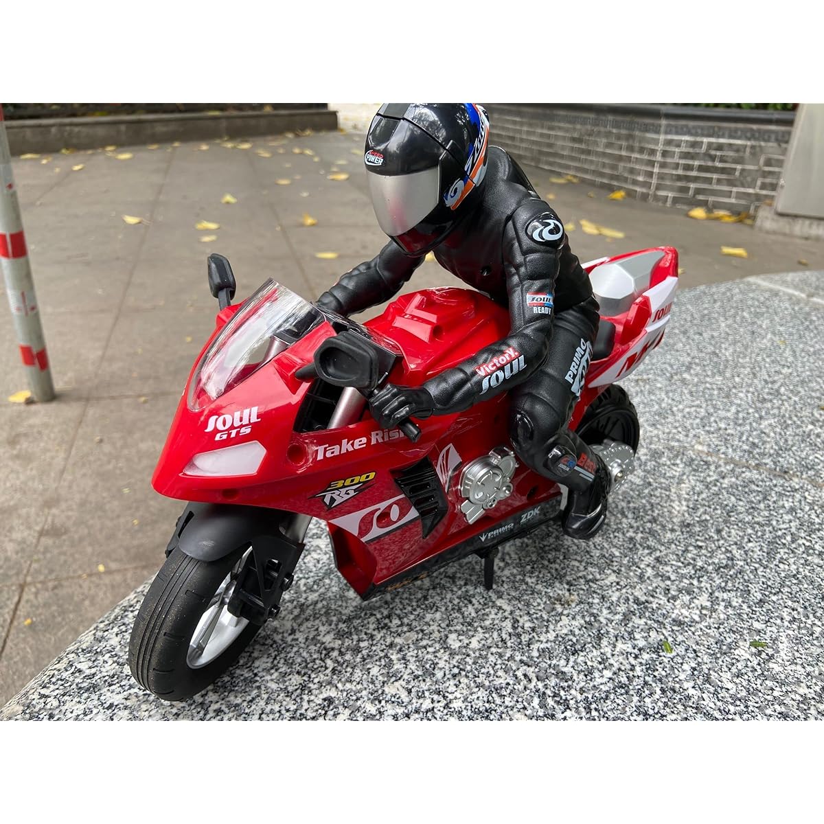 1/6 Scale 13.8 Inch Remote Control Stunt Motorcycle Car Vehicle 2.4G with Self-Stabilizing Balancer 2 Wheel Drive/Single Wheel Stunt Driving for Boys Kids