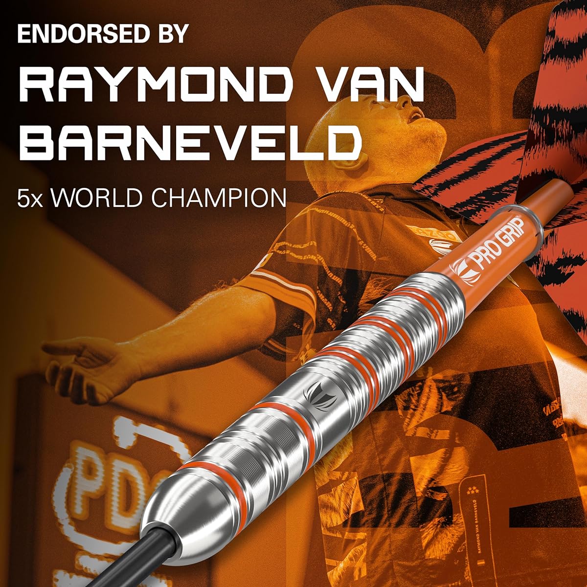 Target Darts Raymond Van Barneveld RVB 22G Tungsten Steel Tip Dart Set - 9 Pro Grip Shafts - 9 Pro Ultra Flight - Dart Wallet - Dart Counter App Coupon Bundle