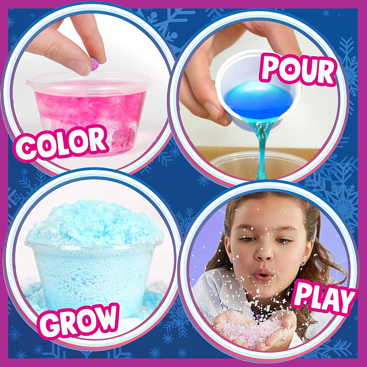 Science to the Max Rainbow Snow - Super Snow Powder - Make 2 Gallons of Colorful, Reusable Snow - Includes 7 Science Experiments - Stem Activity Kit for Boys & Girls Ages 8+ Winter Display Snow