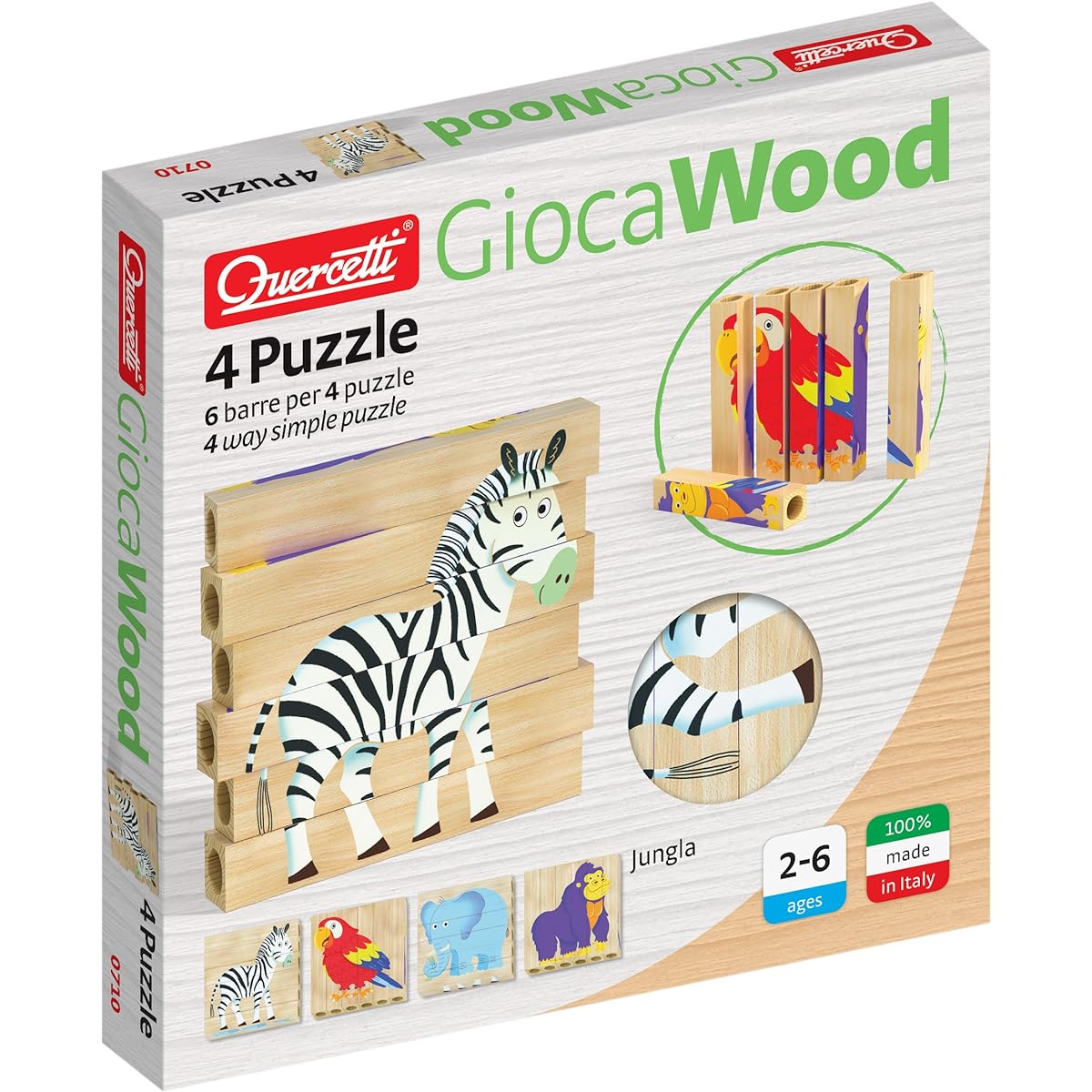 Quercetti Tecno Puzzle 3D: Jungle a Horizontal (6 Piece)