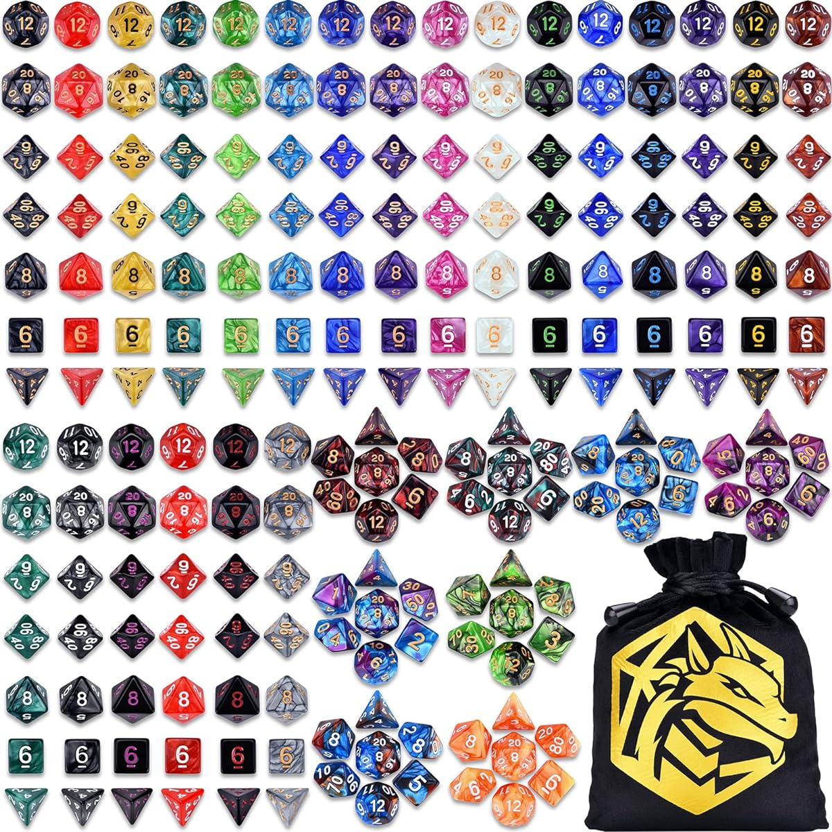 DND RPG Dice Set 30 x 7 Polyhedral Dice (210 Pieces) for Dungeons & Dragons Tabletop Role Playing Adventure Game with Large Drawstring Bag