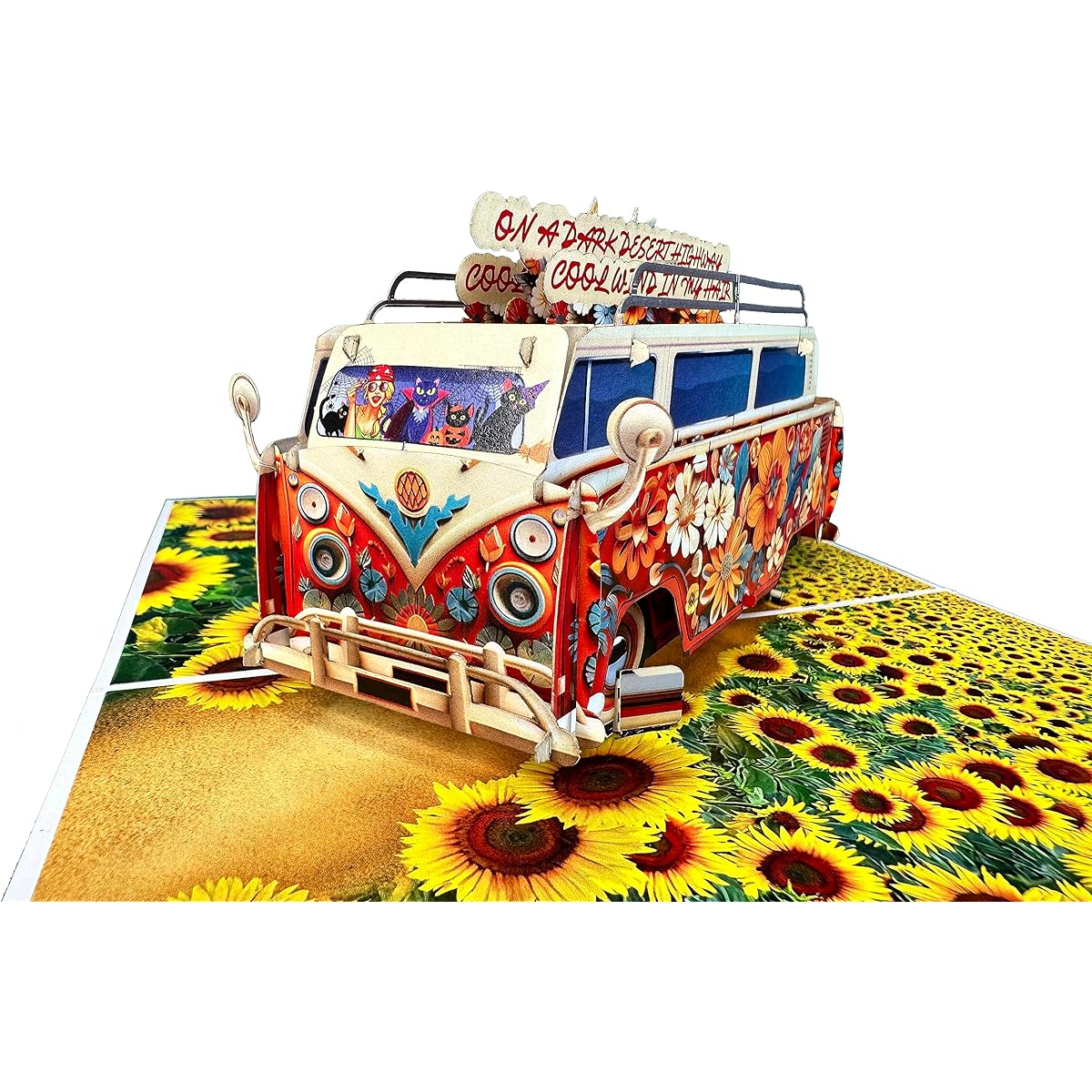 By 1368DATRA - Hippie Van Adventure 3D Pop Up Greeting Cards Halloween Hippie Girl Witch Cat Pumpkin Gifts Camping Pop Up Birthday Cards for Women with Envelope and Note Tag 6" x 8" Cover