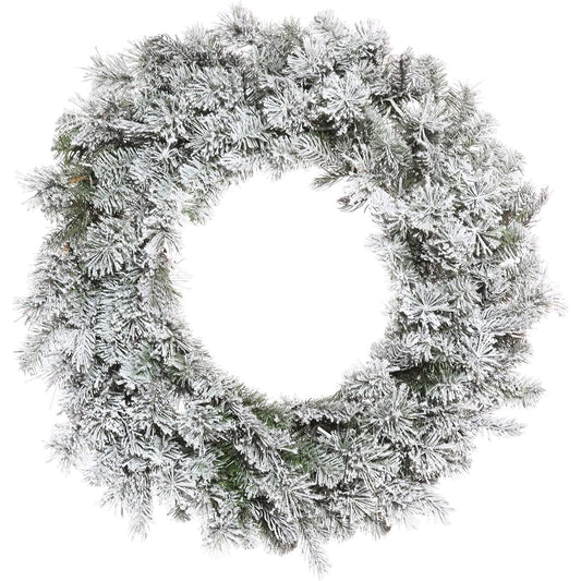 Vickerman 30" Flocked Kiana Artificial Christmas Wreath, No Lights - Faux Flocked Christmas Wreath - Indoor Seasonal Home Decor