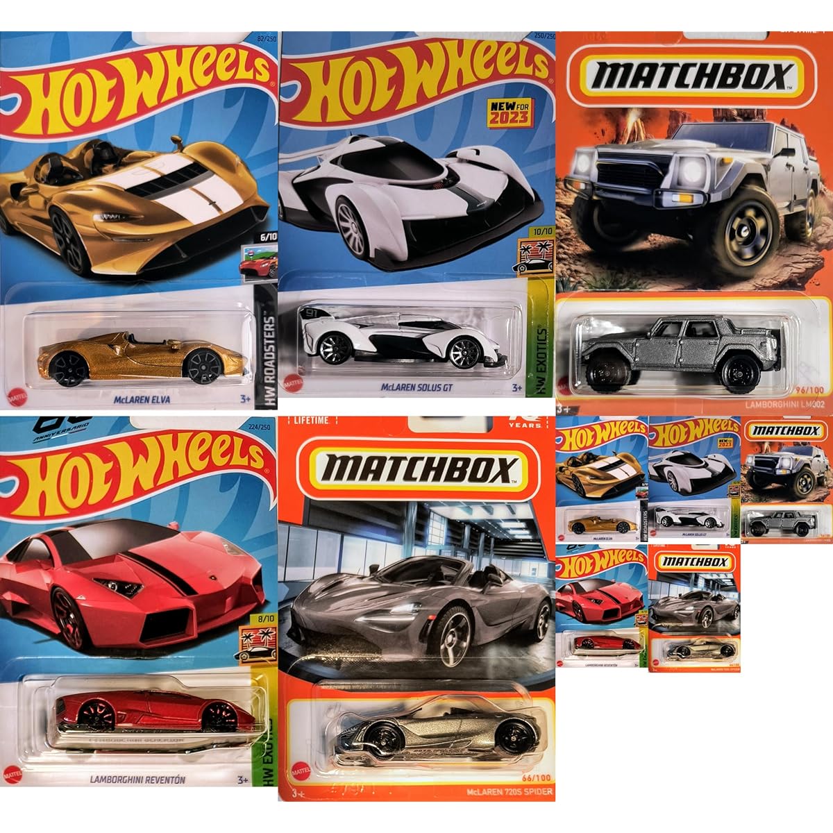 Hot Wheels Lamborghini and McLaren 5-Car Set Version 2