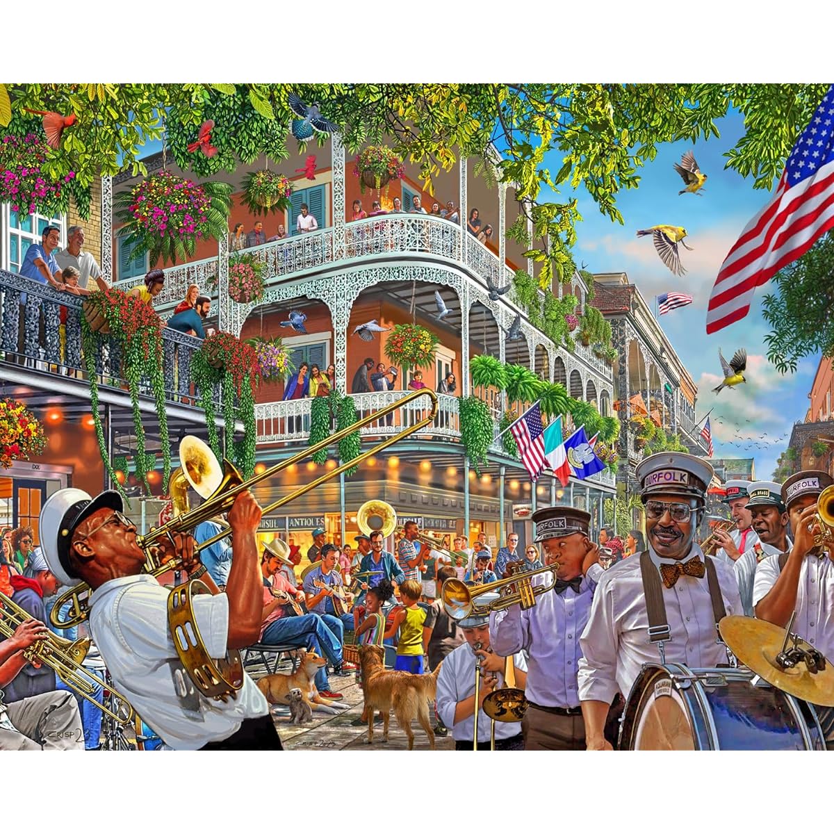 Vermont Christmas Company New Orleans Jigsaw Puzzle 1000 Piece - Fully Interlocking Randomly Shaped Pieces - Large 30" x 24"