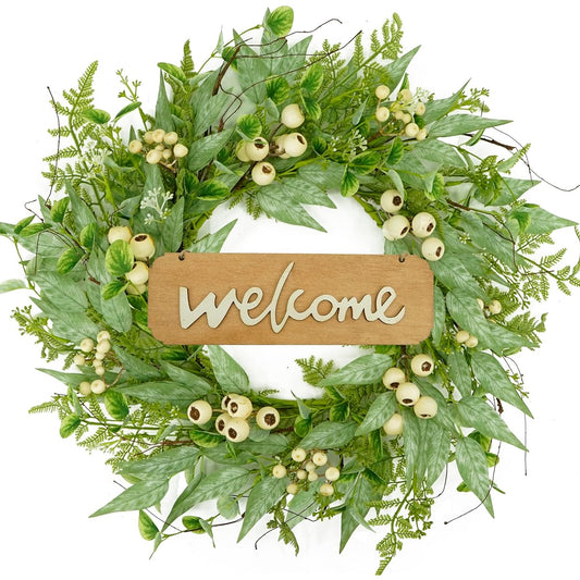WreathDream Green Eucalyptus Release Winter Spring Summer Wreath Eucalyptus Leaves Berry Dried Vine Branch Fern Entrance Farmhouse Indoor Outdoor Festival Farmhouse Porch Home Decor