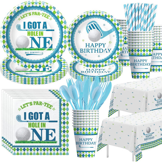 APOWBLS Golf Theme First Birthday Party Supplies Tableware