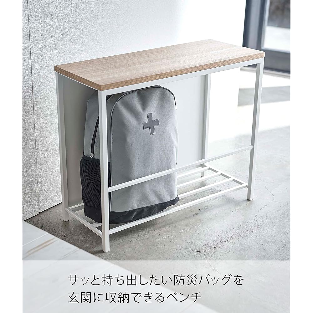 Yamazaki Jitsugyo Entrance Bench with Storage White Approx. W60XD25XH45cm Tower Entrance Rack Storage 5670