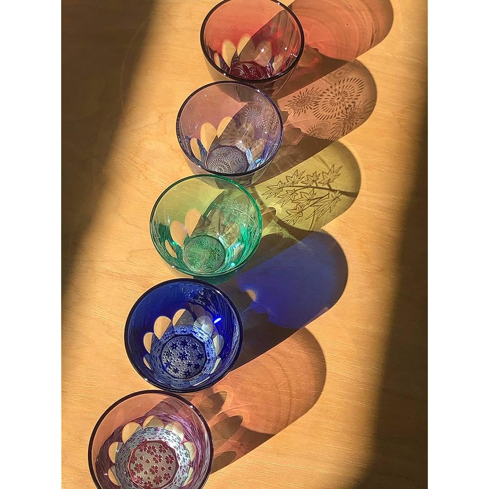 [GLASS-LAB] Glass Lab "Sakura Saku" Cherry Blossom Mysterious glass with a pattern that expands when you put alcohol in it [Wooden box included] Edo Kiriko, Sand Kiriko, Covered glass, Guiguri, Gift, Made in Japan GL_101