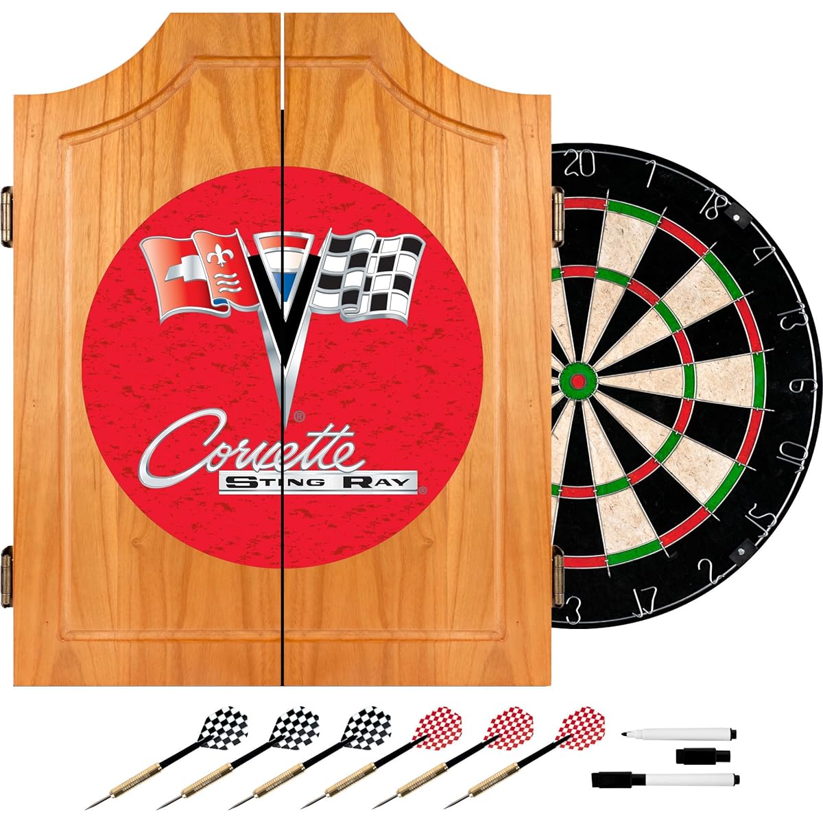 Chevrolet Corvette Wooden Dart Cabinet Set