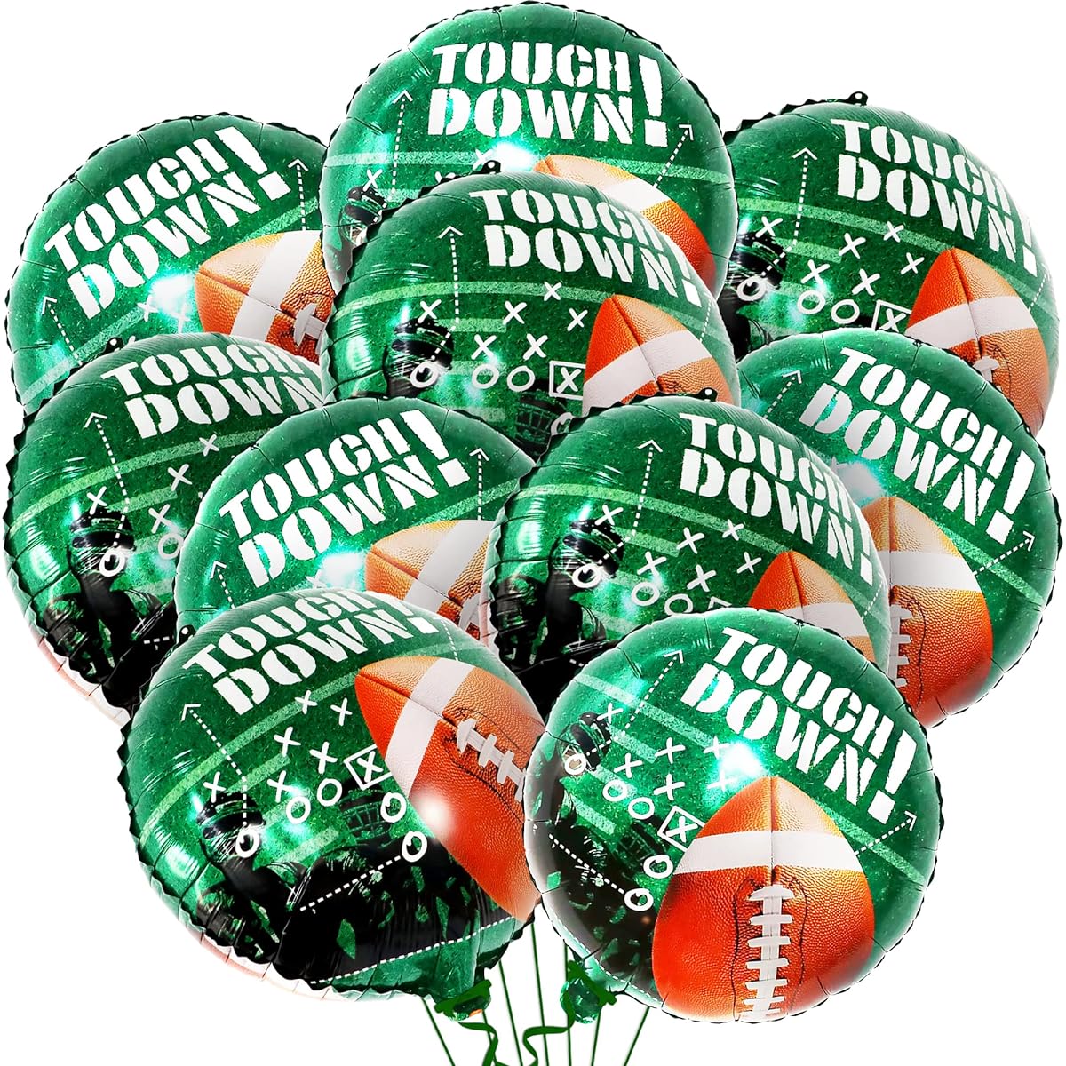 KatchOn Football Balloons for Football Party Decorations, 18 Inch 10 Pack Mylar Touchdown Balloons for Homecoming Decorations 2023 | Football Themed Birthday Party Supplies